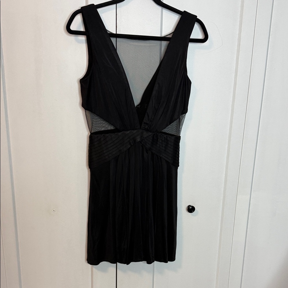 BCBGMaxAzria Black LBD Dress - mesh peekaboo panels - small - mini